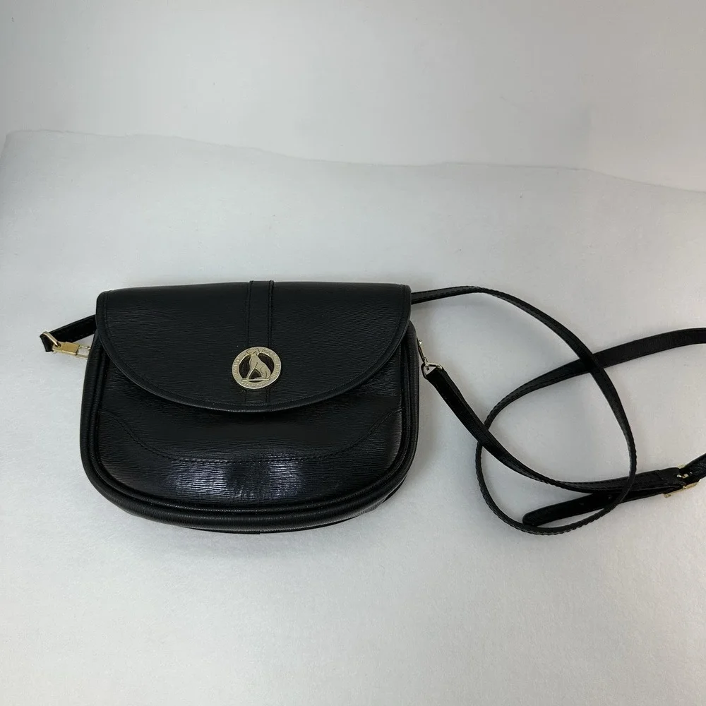 Vintage Francois Marot Paris Black Crossbody Shoulder Bag Made In France